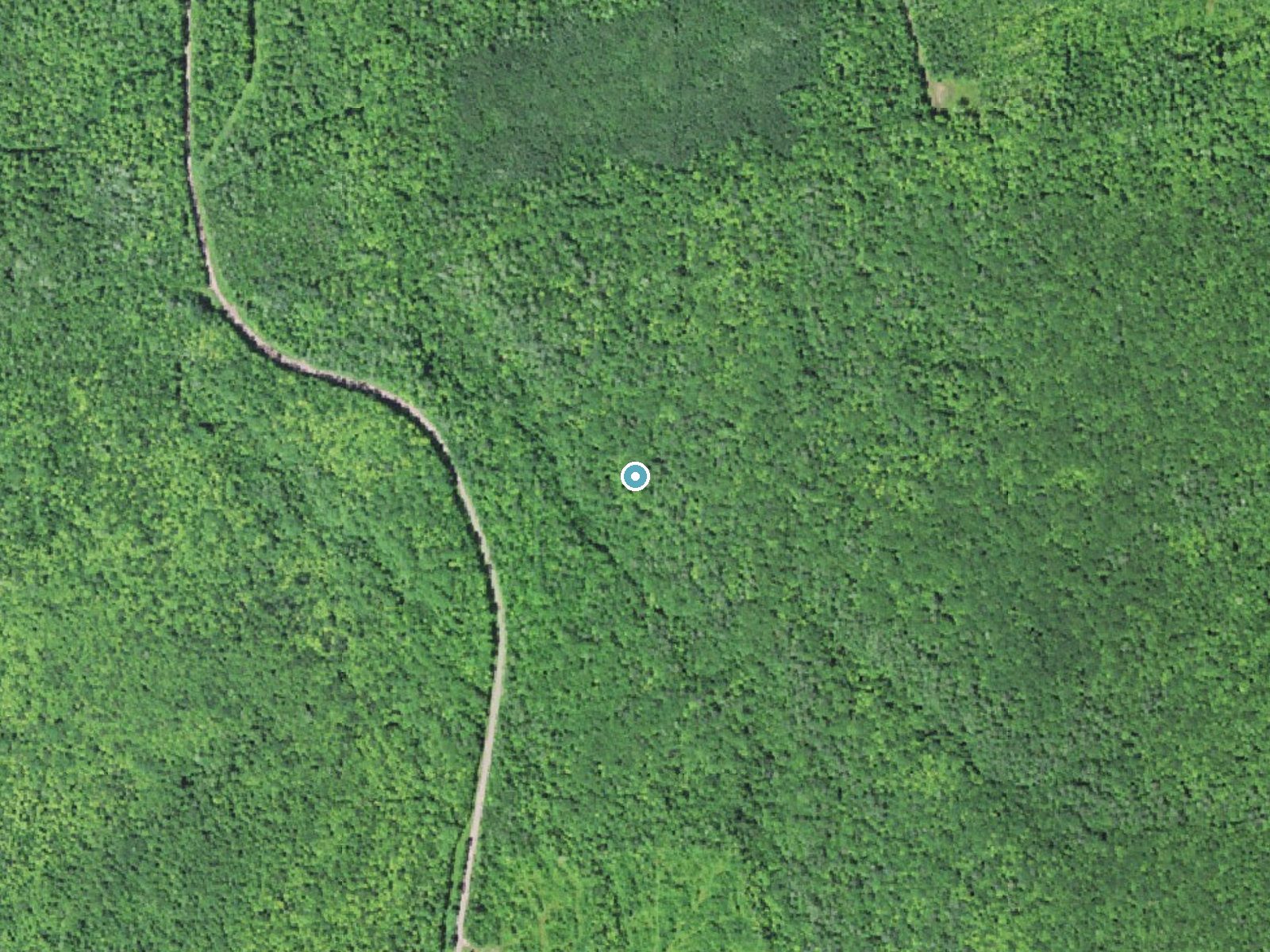 Aerial photo of the same ground around Little Trap Falls near White Pine, Michigan, for comparison with the lidar view