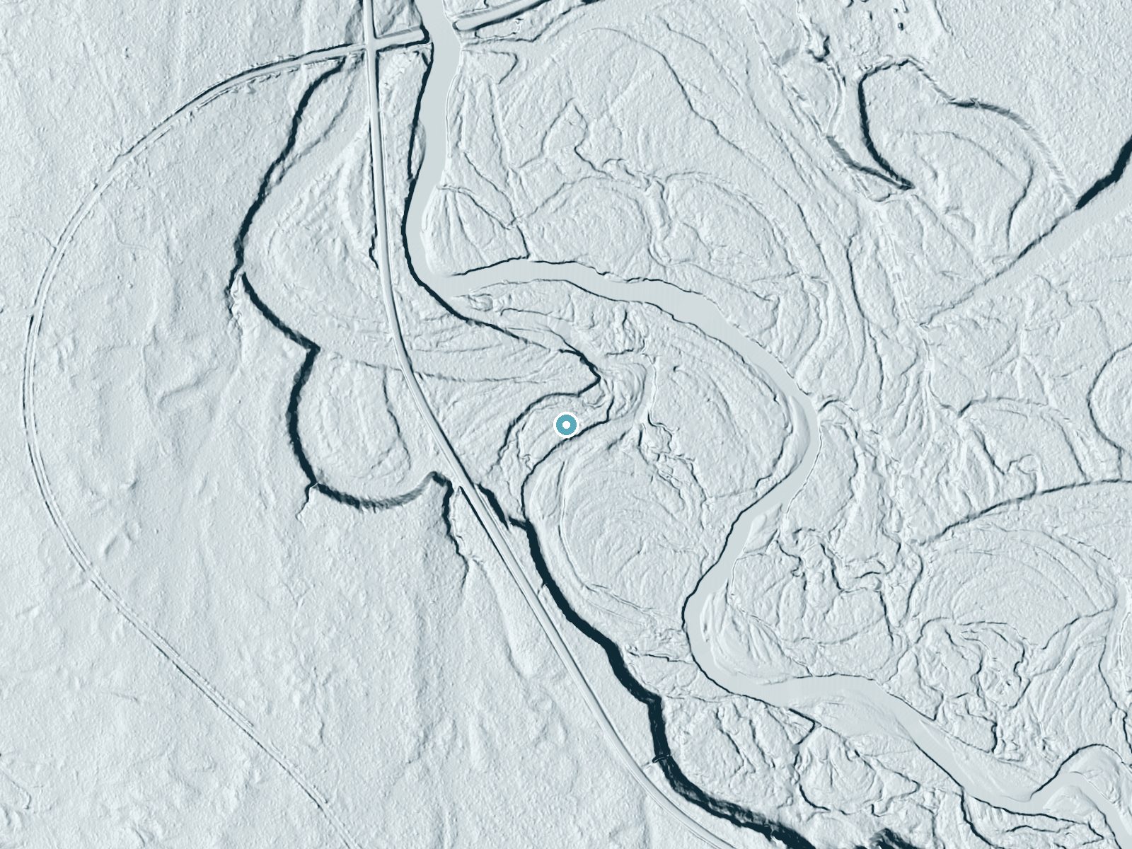 LiDAR bare-earth terrain around Nawadaha Falls near Ramsay, Michigan