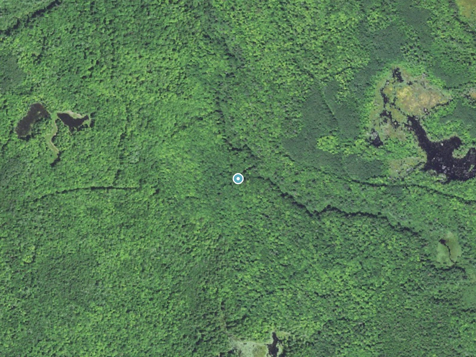Aerial photo of the same ground around Vista Falls near Mass City, Michigan, for comparison with the lidar view