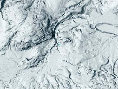 LiDAR terrain view around Big Pup Falls in Michigan, about 98 feet of drop