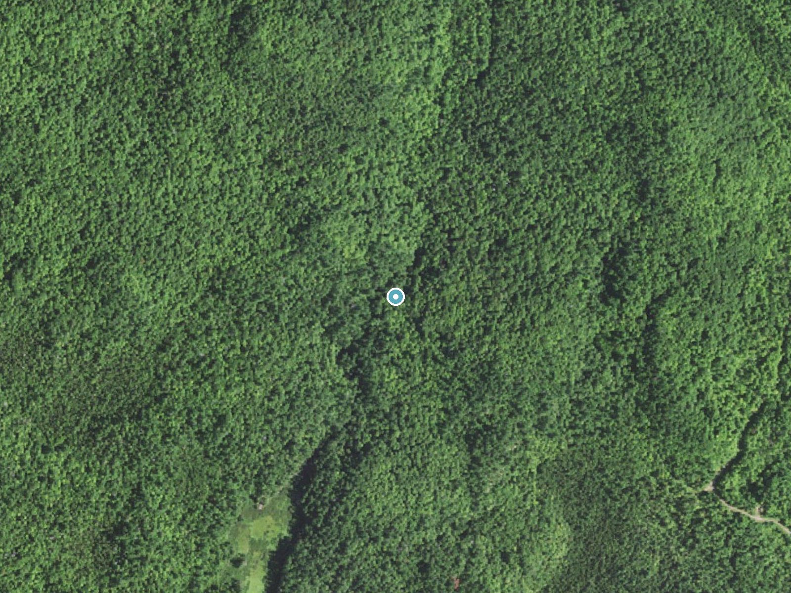 Aerial photo of the same ground around Yellow Dog Falls near Michigamme, Michigan, for comparison with the lidar view