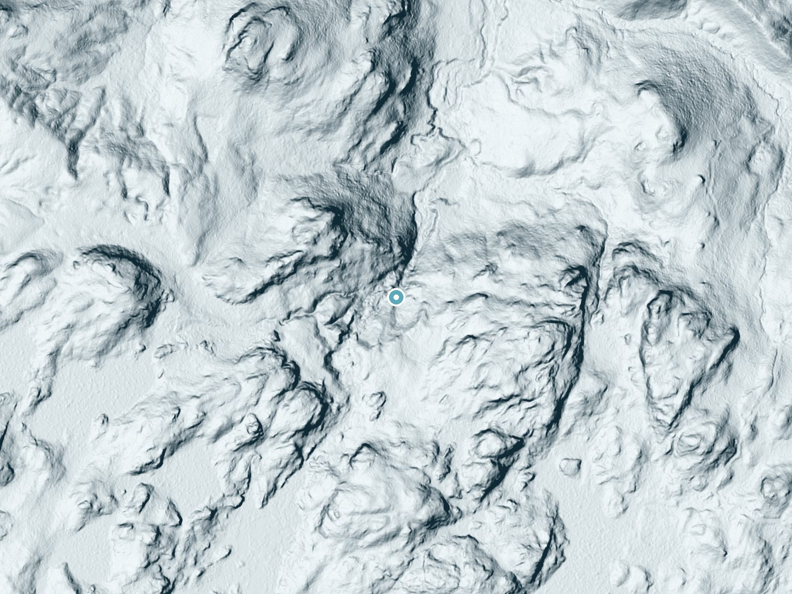 LiDAR bare-earth terrain around Yellow Dog Falls near Michigamme, Michigan, showing about 137 feet of drop, a long cascade, facing north