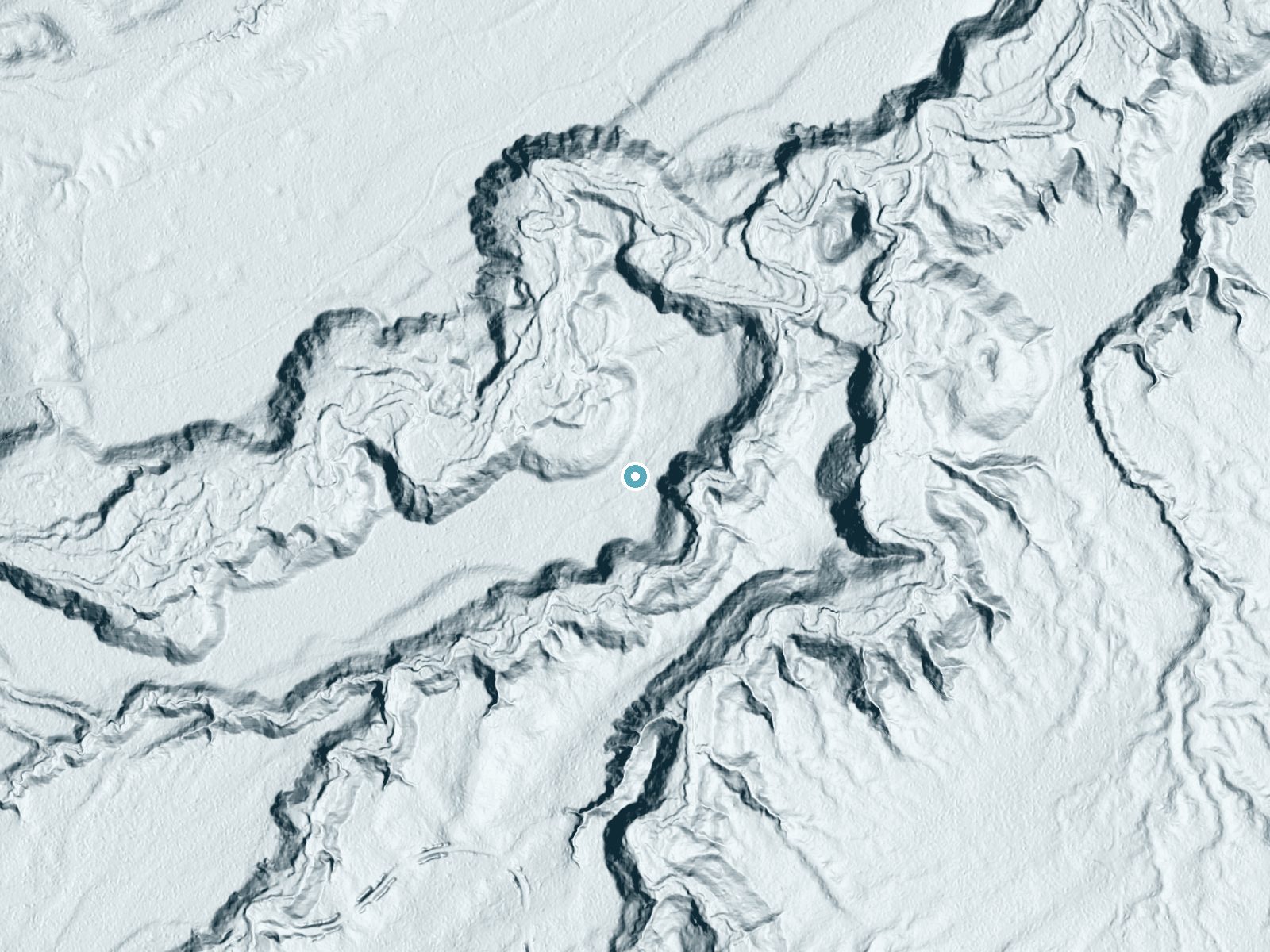 LiDAR bare-earth terrain around West Branch Sturgeon Falls near Pelkie, Michigan, showing about 73 feet of drop, a long cascade, facing northeast