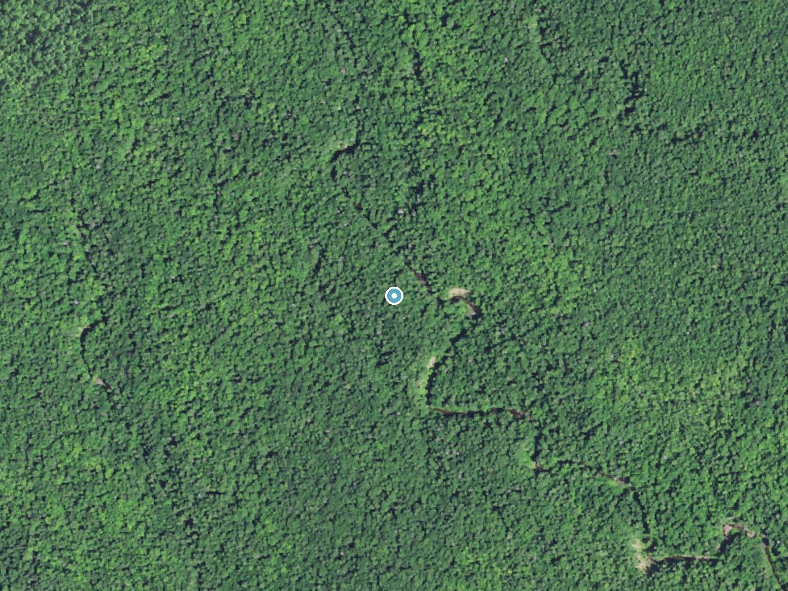 Aerial photo of the same ground around Explorers Falls near White Pine, Michigan, for comparison with the lidar view