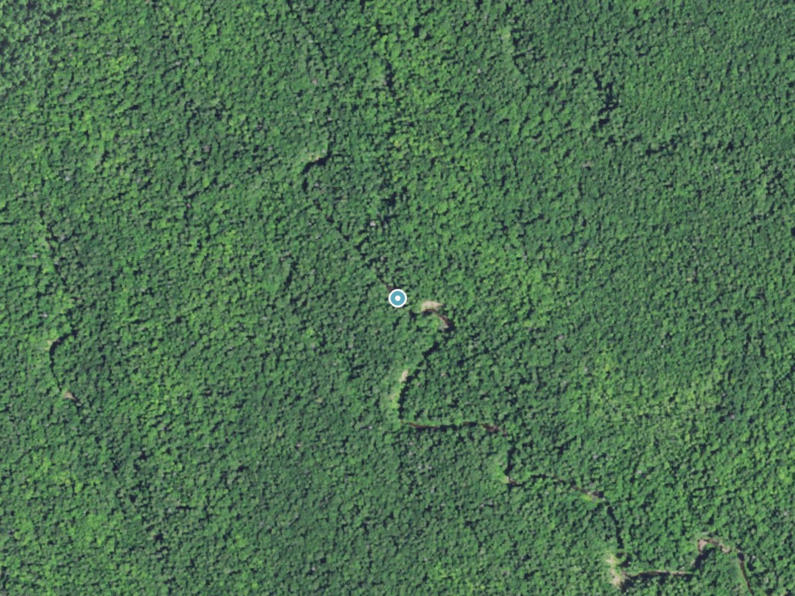 Aerial photo of the same ground around Trappers Falls near White Pine, Michigan, for comparison with the lidar view