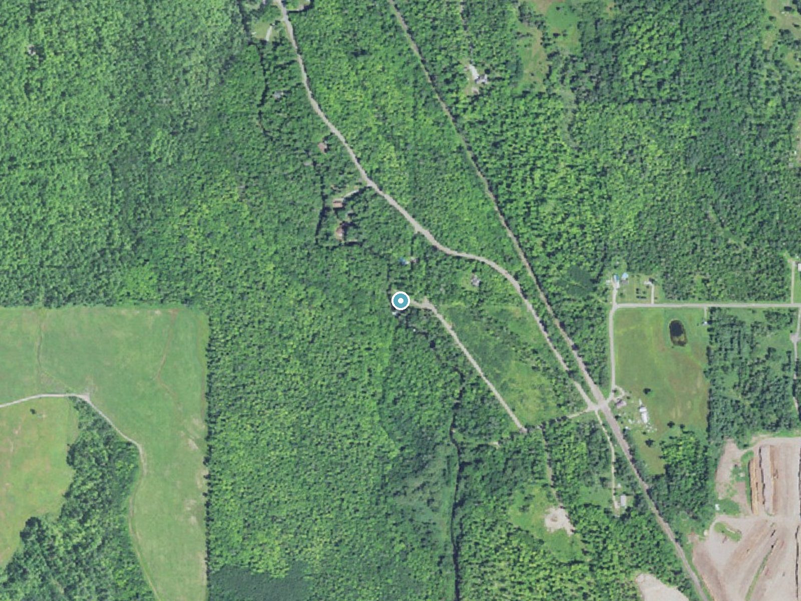 Aerial photo of the same ground around Power House Falls near L'Anse, Michigan, for comparison with the lidar view