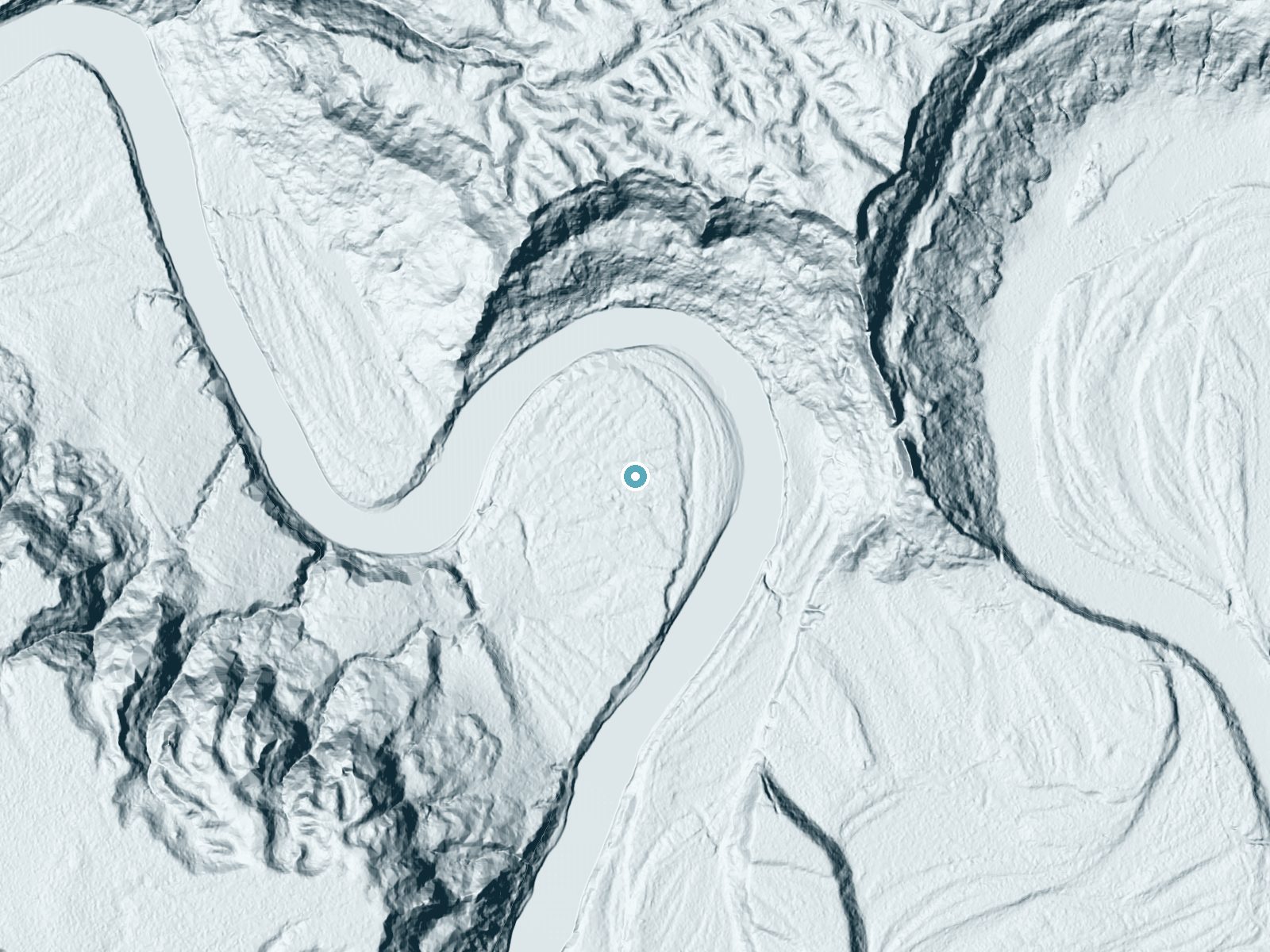 LiDAR bare-earth terrain around Irish Rapid Falls near Rockland, Michigan