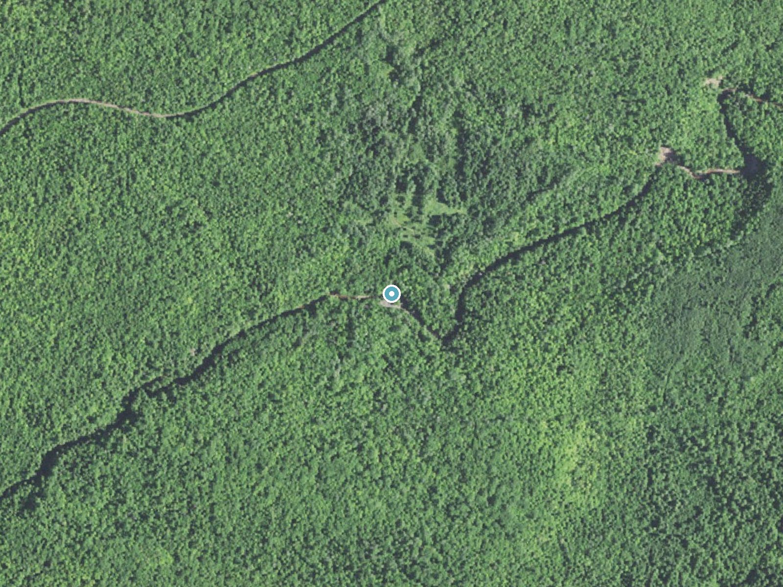 Aerial photo of the same ground around Nonesuch Falls near White Pine, Michigan, for comparison with the lidar view