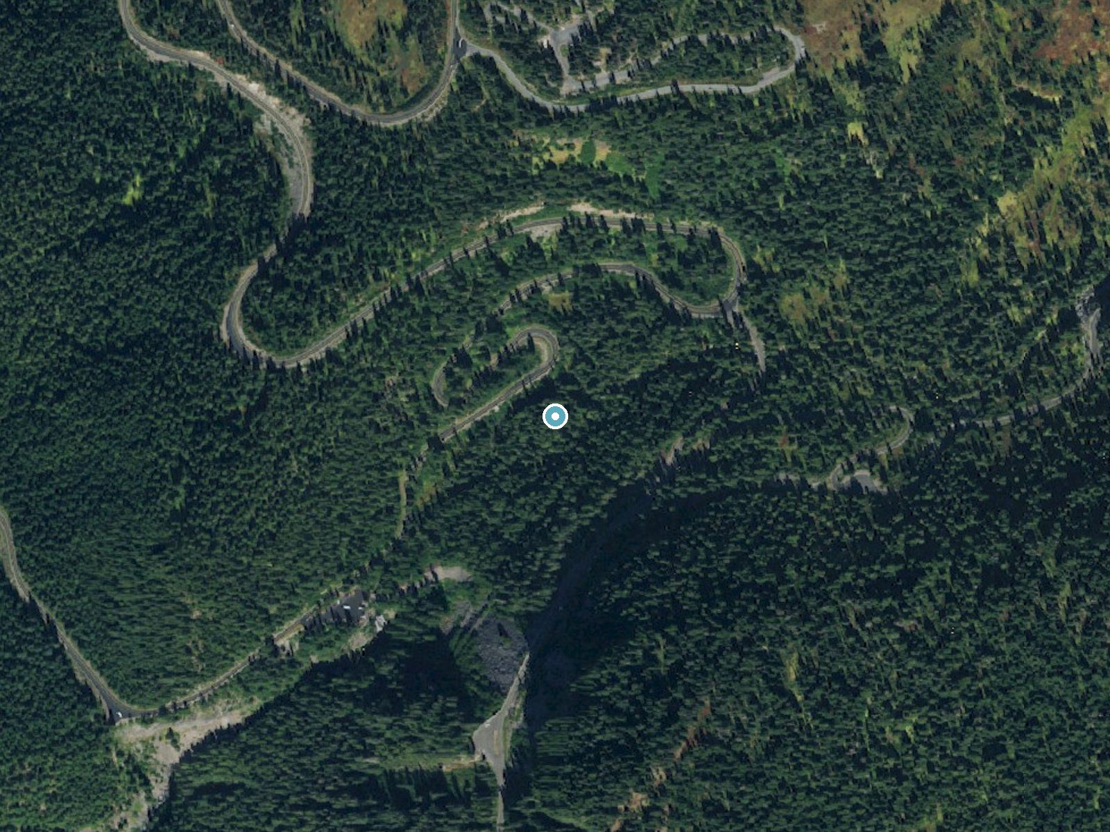Aerial photo of the same ground around Washington Cascades near Packwood, Washington, for comparison with the lidar view