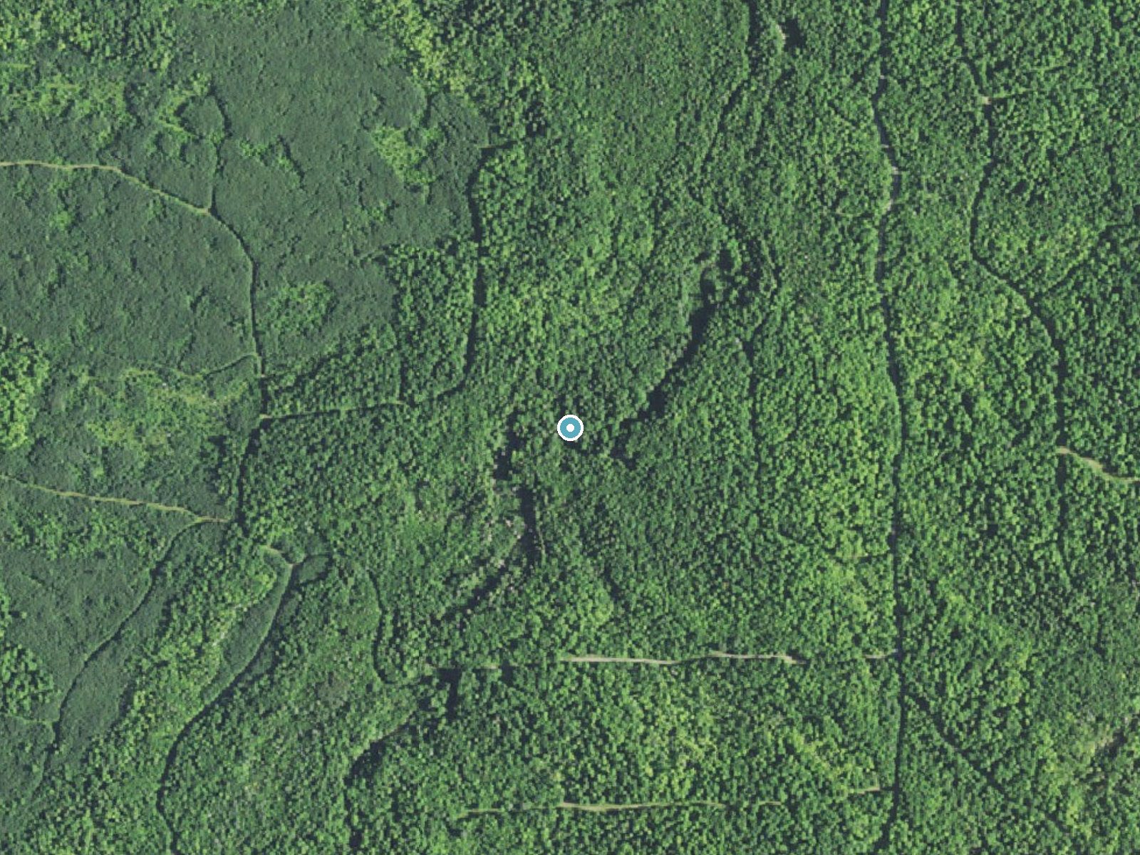Aerial photo of the same ground around Letherby Falls near Skanee, Michigan, for comparison with the lidar view