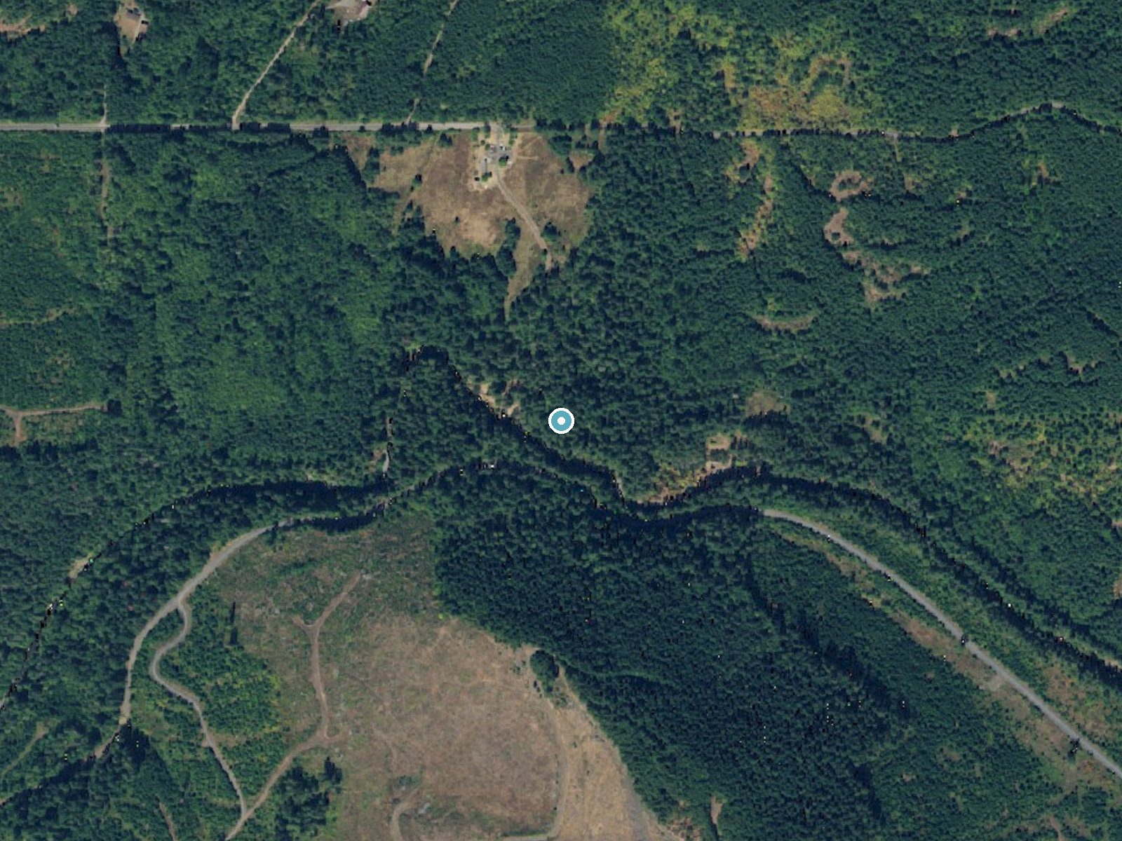 Aerial photo of the same ground around Deschutes Falls near La Grande, Washington, for comparison with the lidar view