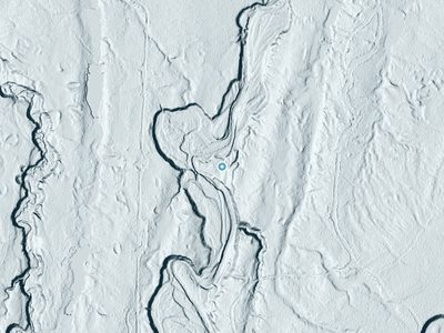 LiDAR terrain view around Pewabeck Falls in Michigan, about 35 feet of drop