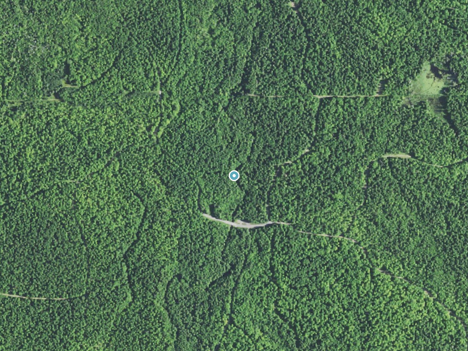 Aerial photo of the same ground around Lower Letherby Falls near Skanee, Michigan, for comparison with the lidar view