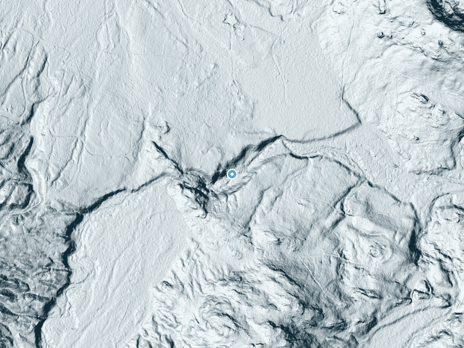 LiDAR bare-earth terrain around Upper Falls near Big Bay, Michigan, showing about 59 feet of drop, a long cascade, facing east