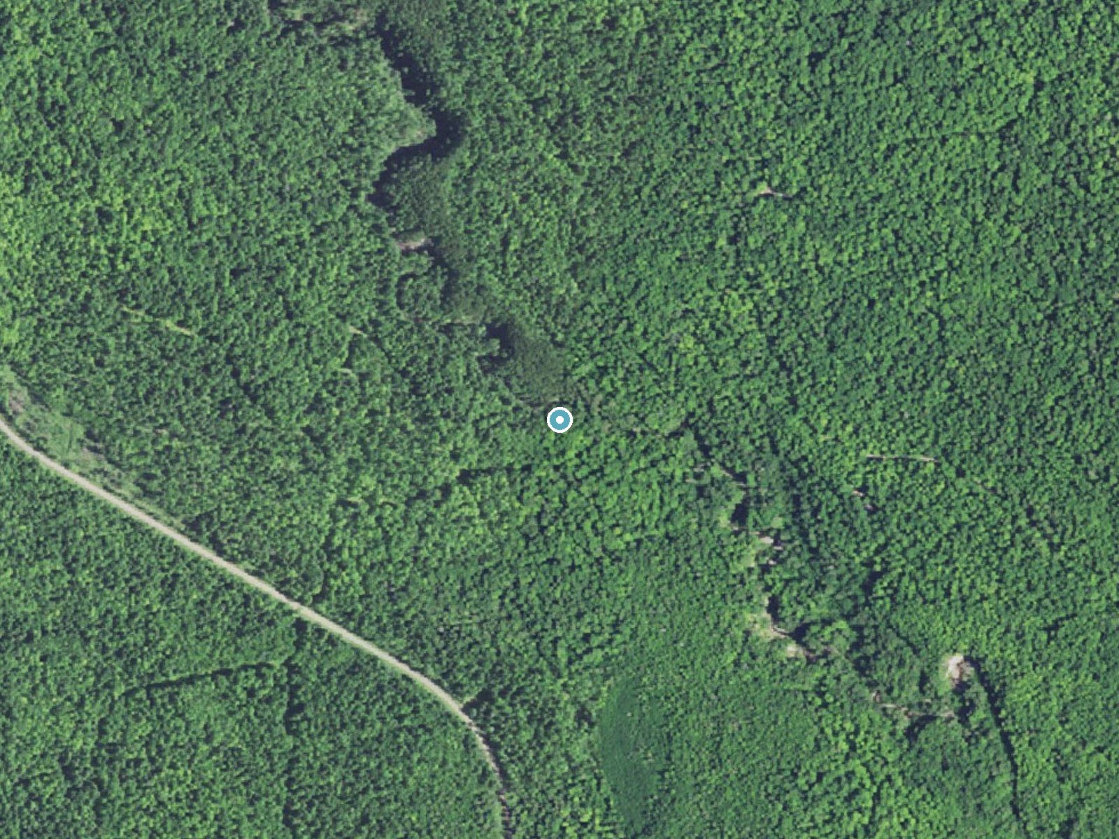 Aerial photo of the same ground around Black Slate Falls near Skanee, Michigan, for comparison with the lidar view