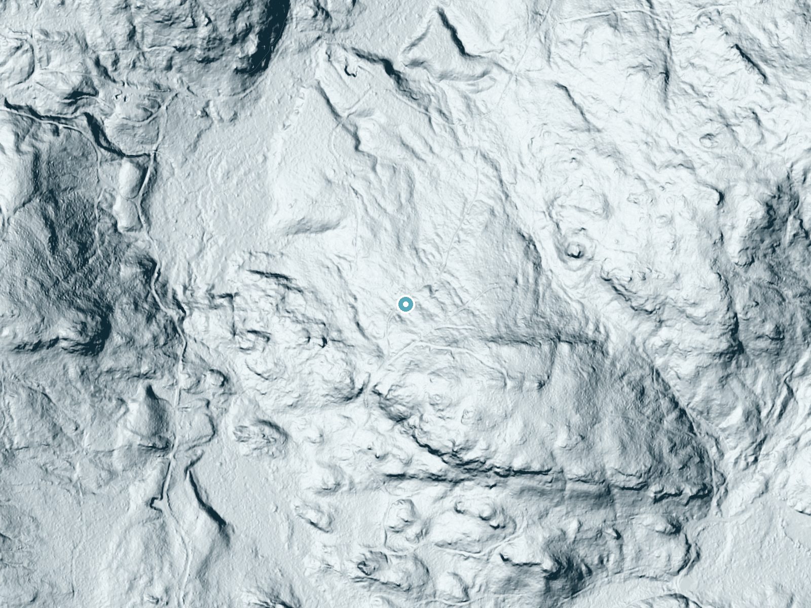 LiDAR bare-earth terrain around Forty Foot Falls near Skanee, Michigan, showing about 92 feet of drop, a long cascade, facing northwest