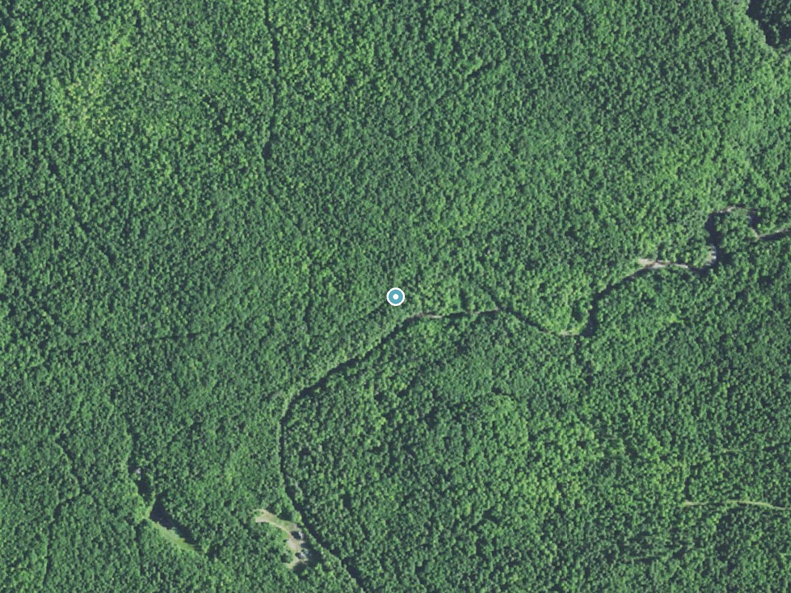 Aerial photo of the same ground around Big Falls near Skanee, Michigan, for comparison with the lidar view
