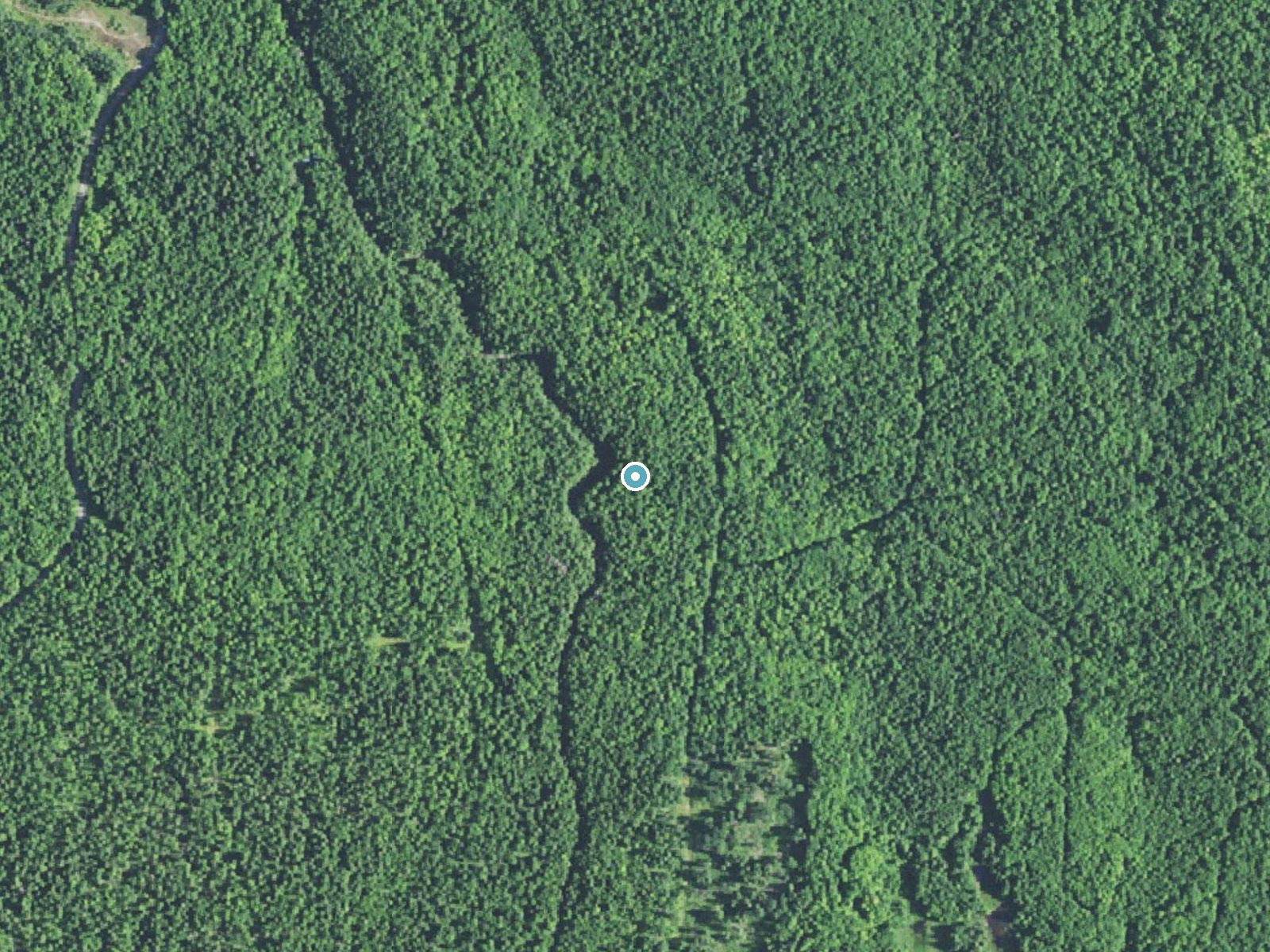 Aerial photo of the same ground around West Branch Falls near Skanee, Michigan, for comparison with the lidar view