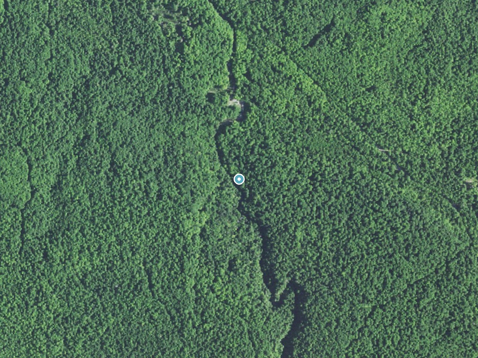 Aerial photo of the same ground around East Branch Falls near Skanee, Michigan, for comparison with the lidar view