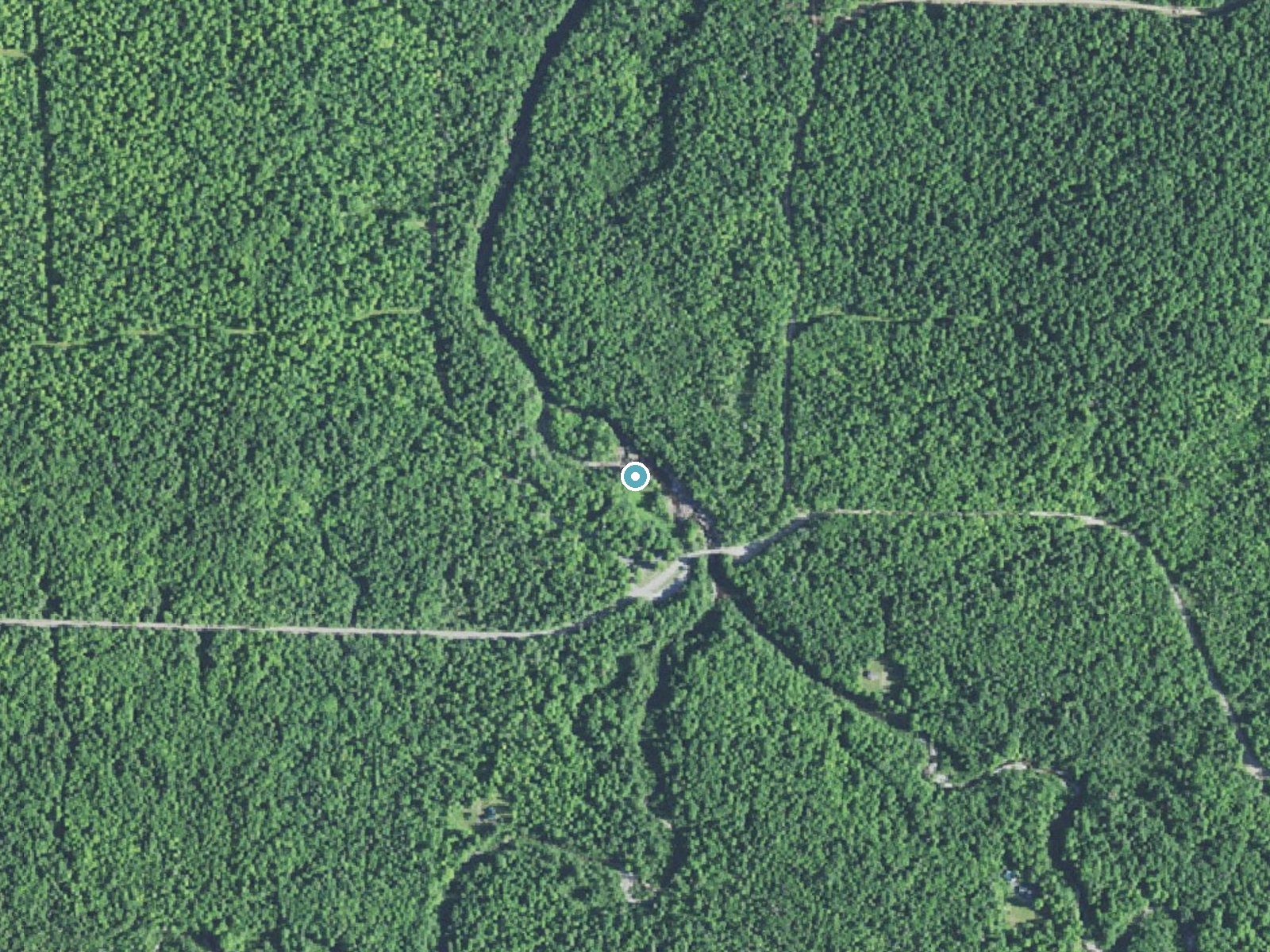 Aerial photo of the same ground around Big Erick's Falls near Skanee, Michigan, for comparison with the lidar view