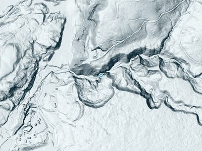 LiDAR terrain view around Wildcat Falls in Washington, about 230 feet of drop