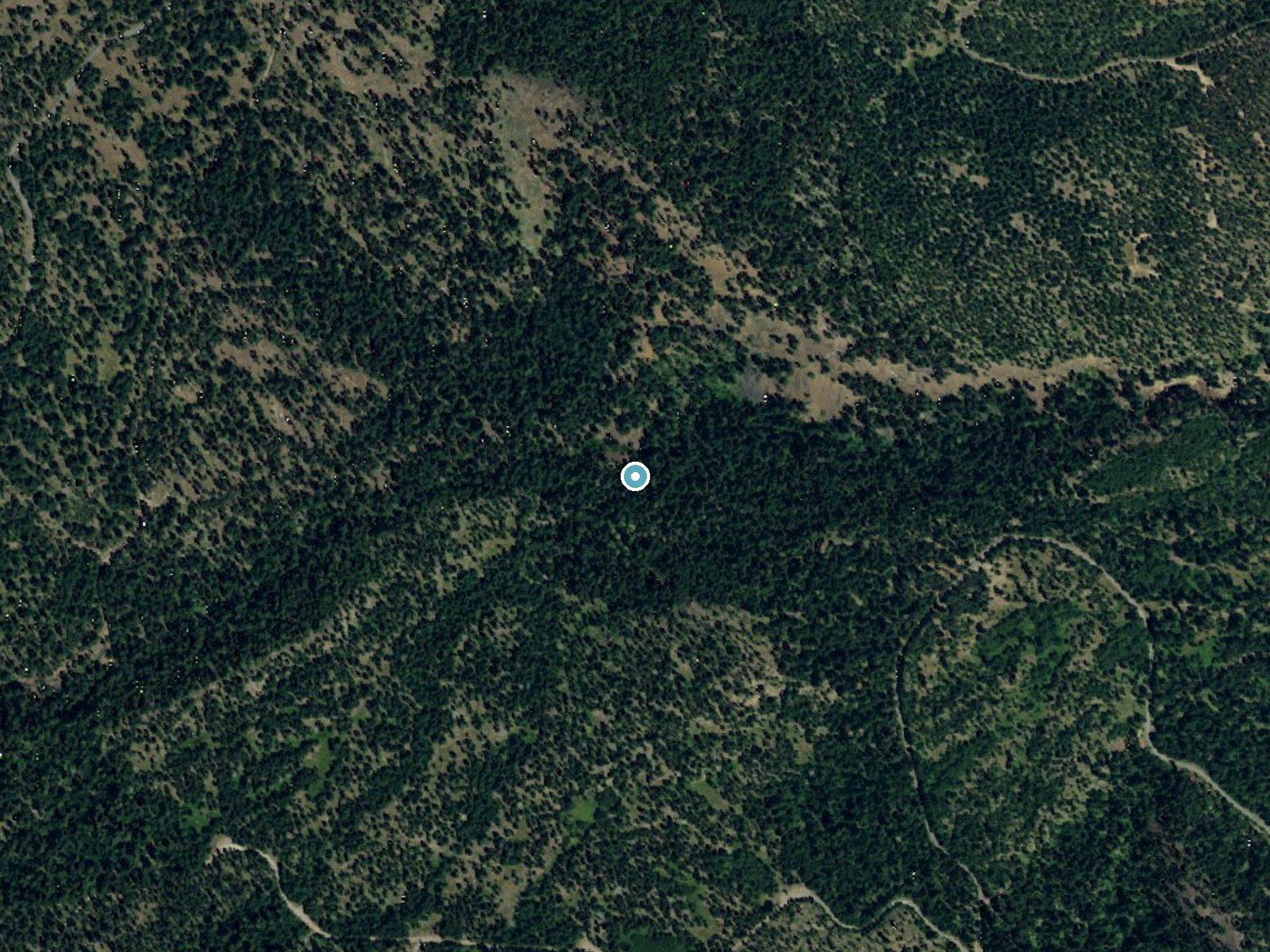 Aerial photo of the same ground around Devil Creek Falls near Cliffdell, Washington, for comparison with the lidar view