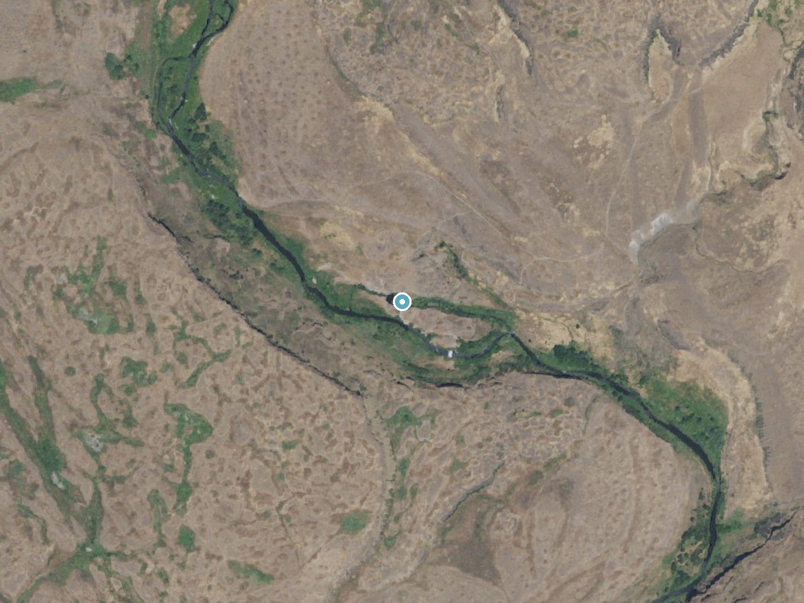 Aerial photo of the same ground around Towell Falls near LaCrosse, Washington, for comparison with the lidar view