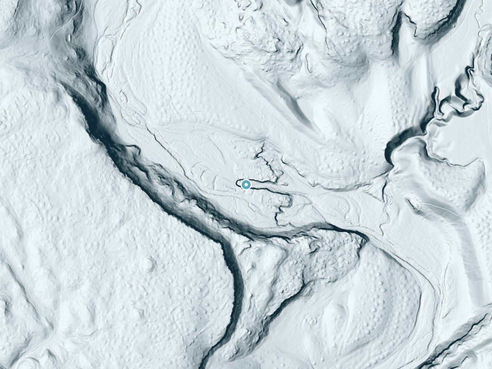LiDAR bare-earth terrain around Towell Falls near LaCrosse, Washington, showing about 31 feet of drop