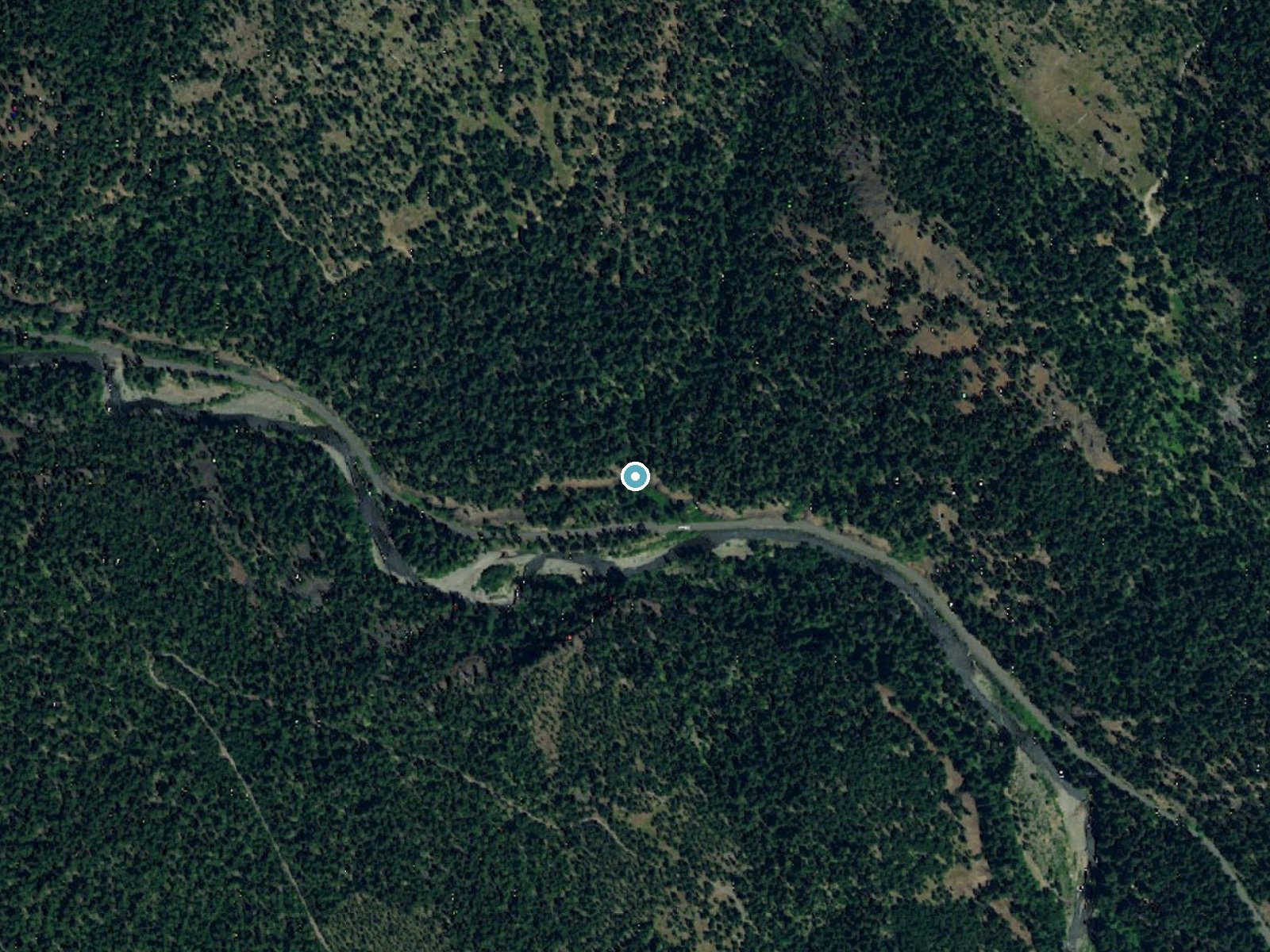 Aerial photo of the same ground around Horsetail Falls near Cliffdell, Washington, for comparison with the lidar view