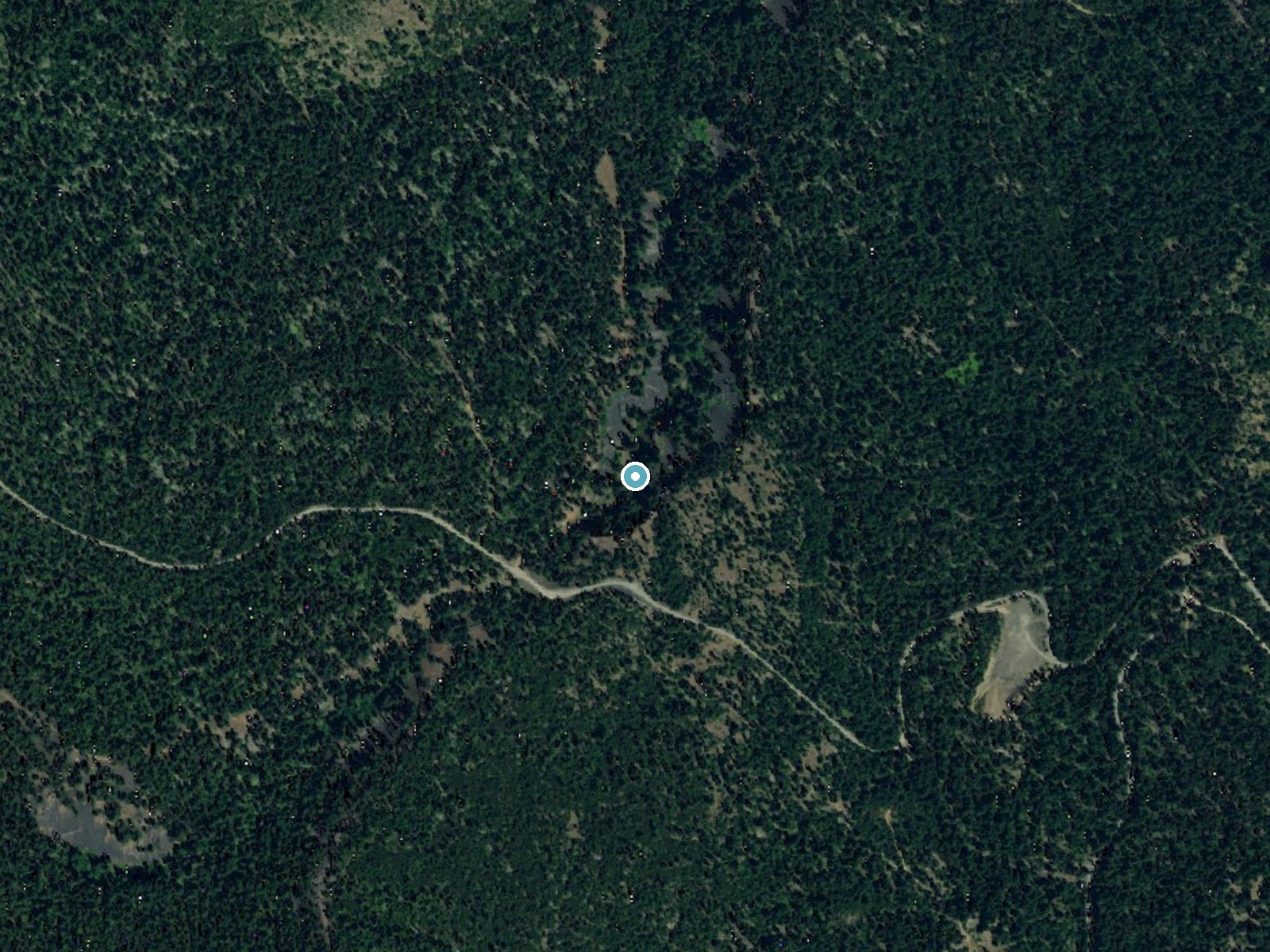Aerial photo of the same ground around West Quartz Creek Falls near Cliffdell, Washington, for comparison with the lidar view