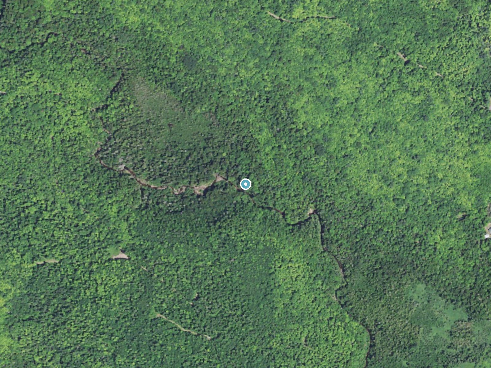 Aerial photo of the same ground around Upper Falls near Ahmeek, Michigan, for comparison with the lidar view