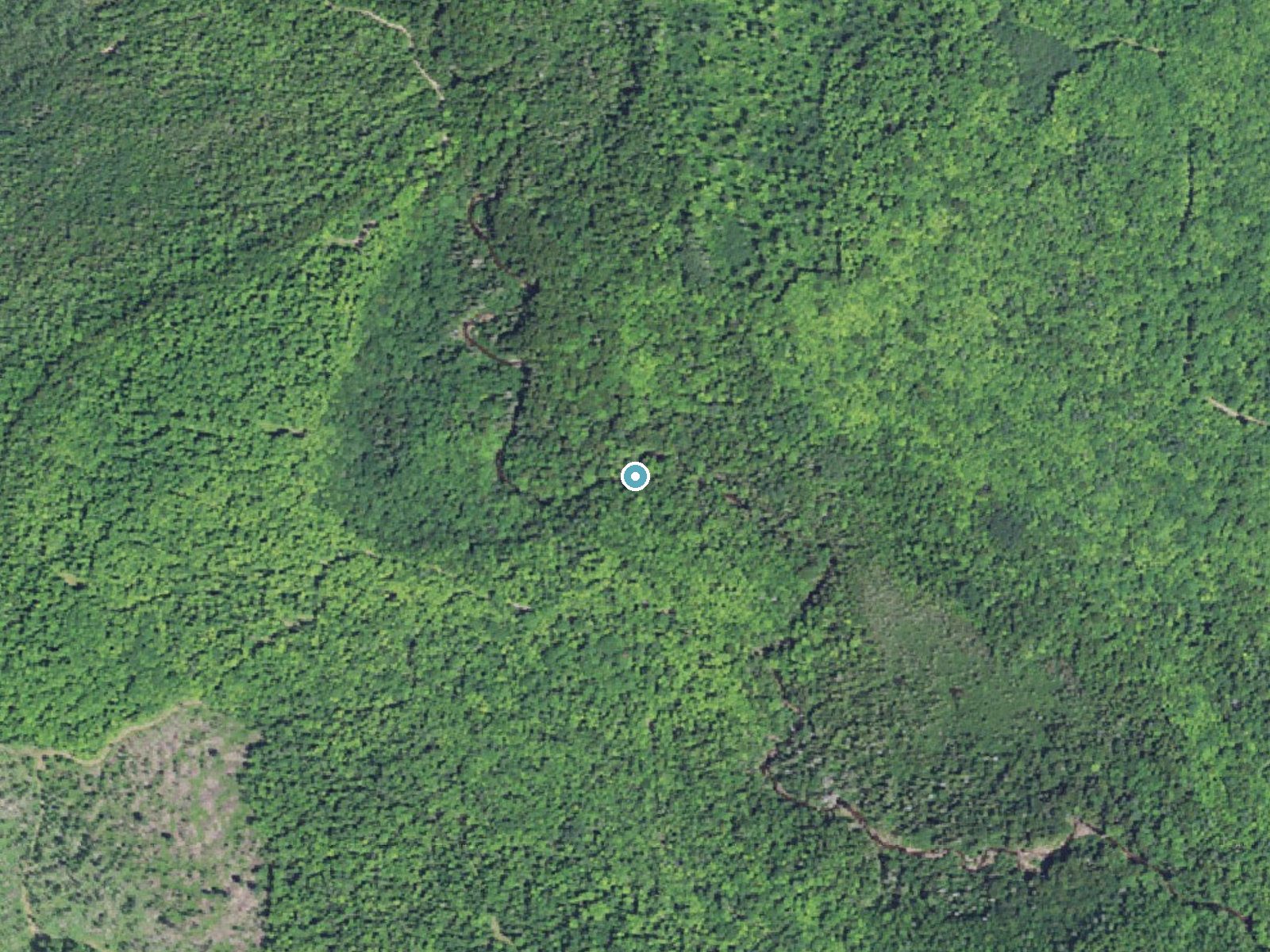 Aerial photo of the same ground around Lower Falls near Ahmeek, Michigan, for comparison with the lidar view