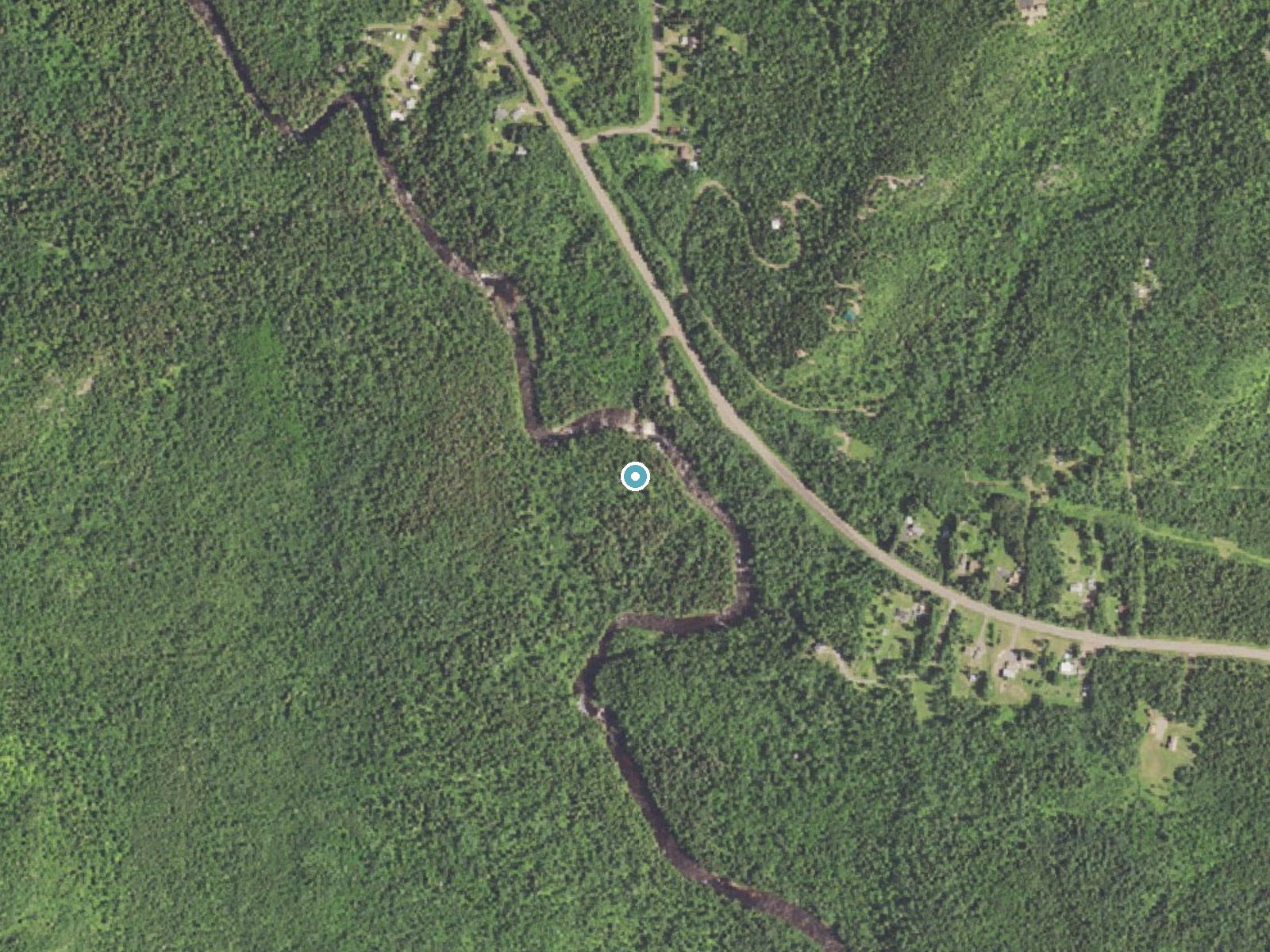 Aerial photo of the same ground around Illgen Falls near Finland, Minnesota, for comparison with the lidar view