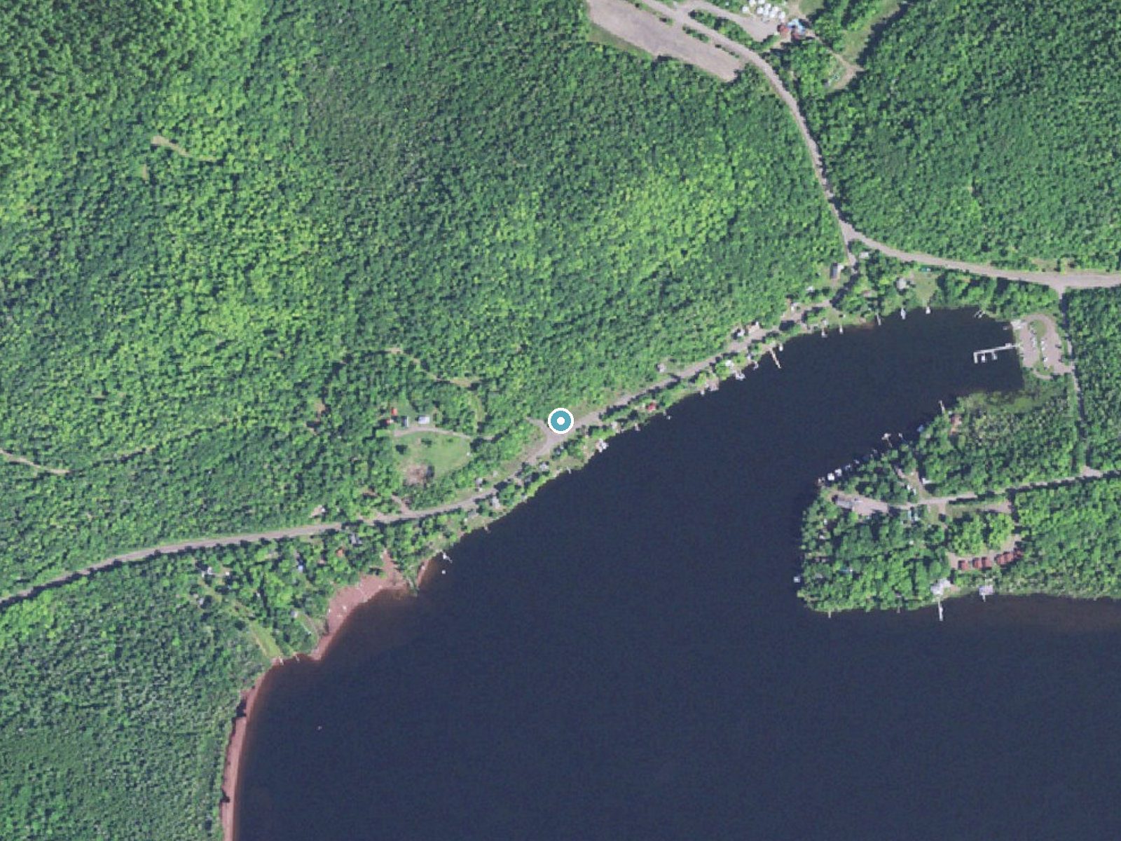 Aerial photo of the same ground around Haven Falls near Eagle Harbor, Michigan, for comparison with the lidar view