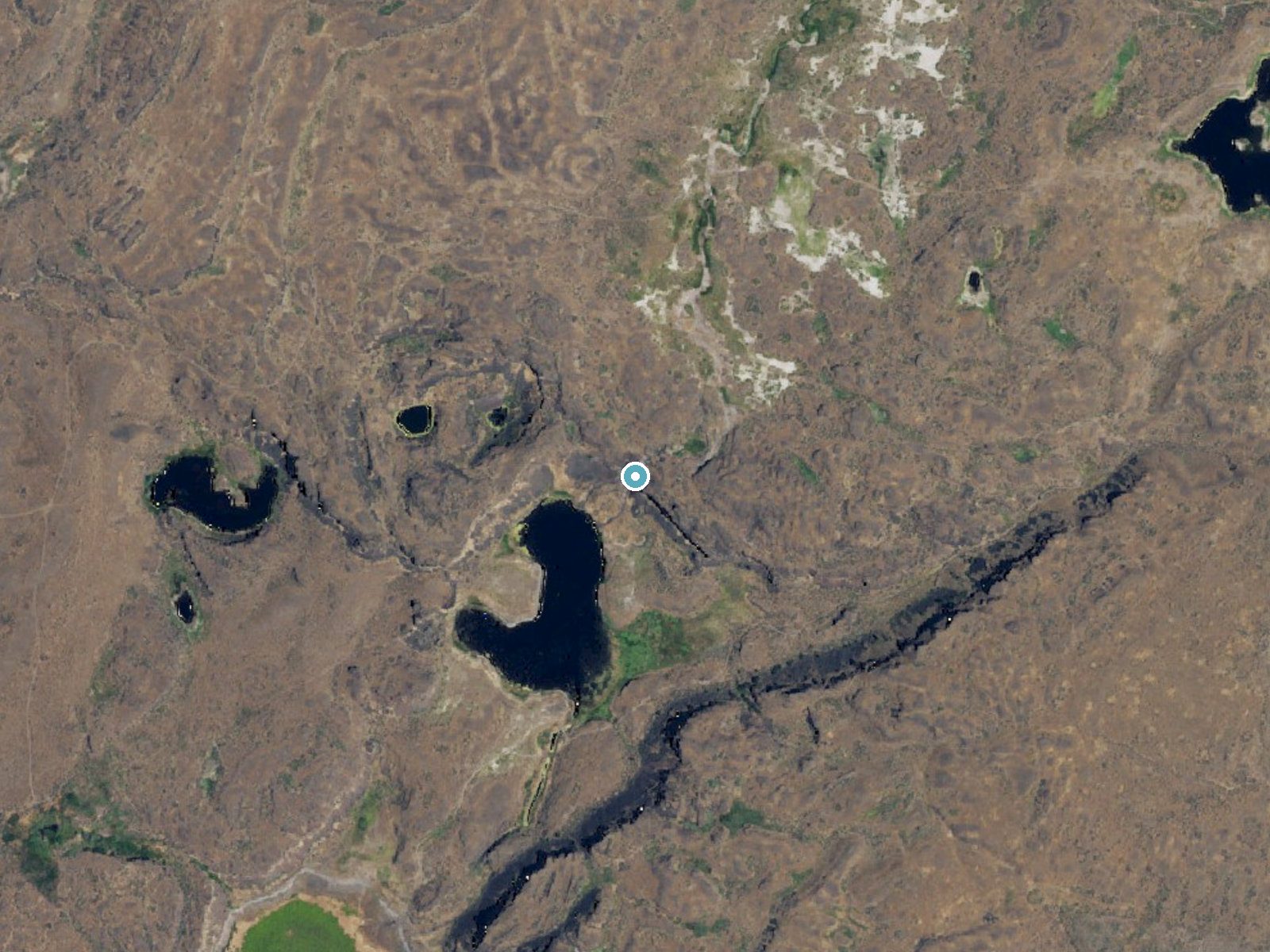 Aerial photo of the same ground around Delzer Falls near Odessa, Washington, for comparison with the lidar view