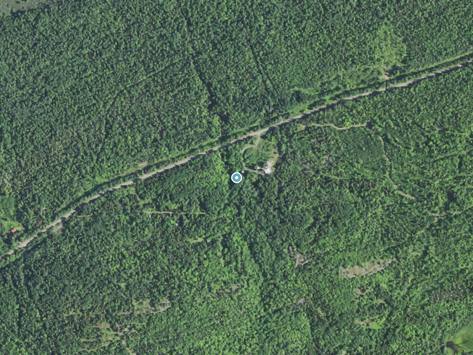 Aerial photo of the same ground around Copper Falls near Eagle Harbor, Michigan, for comparison with the lidar view