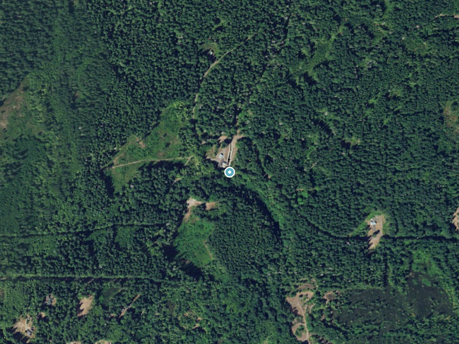 Aerial photo of the same ground around McKenna Falls near Gorst, Washington, for comparison with the lidar view