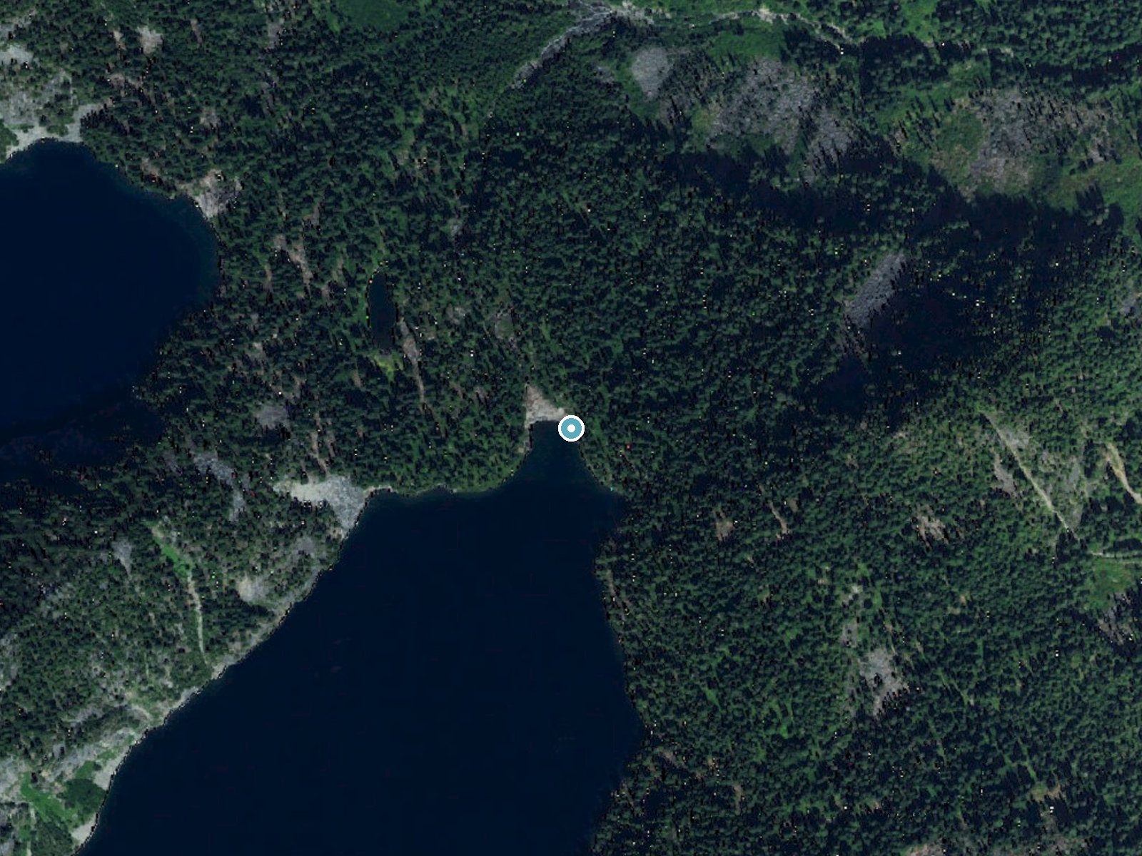 Aerial photo of the same ground around Malachite Falls near Skykomish, Washington, for comparison with the lidar view
