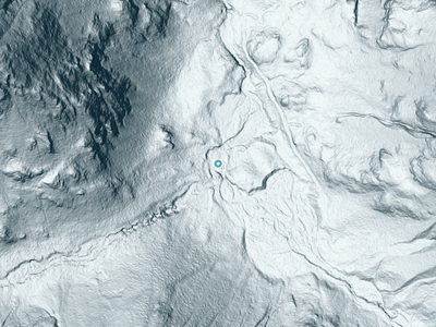 LiDAR terrain view around Florence Falls in Washington, about 62 feet of drop