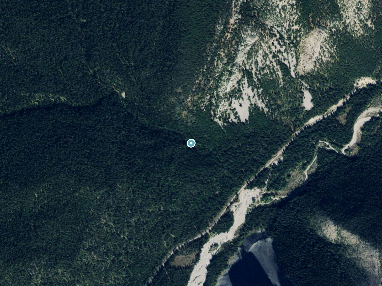 Aerial photo of the same ground around Mill Falls near Rockport Colony, Montana, for comparison with the lidar view
