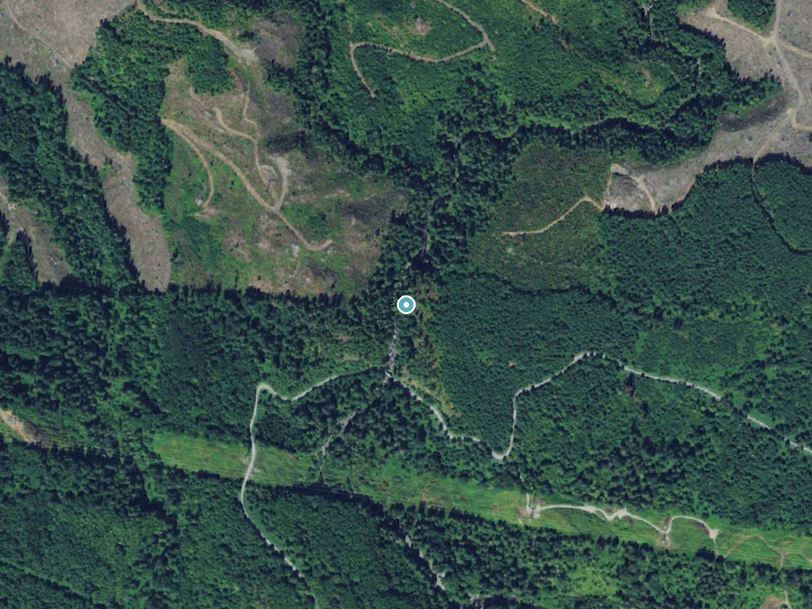 Aerial photo of the same ground around Olney Falls near Startup, Washington, for comparison with the lidar view