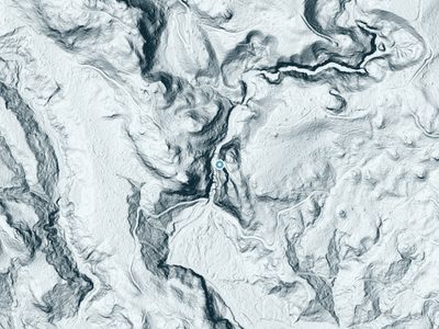 LiDAR terrain view around Olney Falls in Washington, about 254 feet of drop