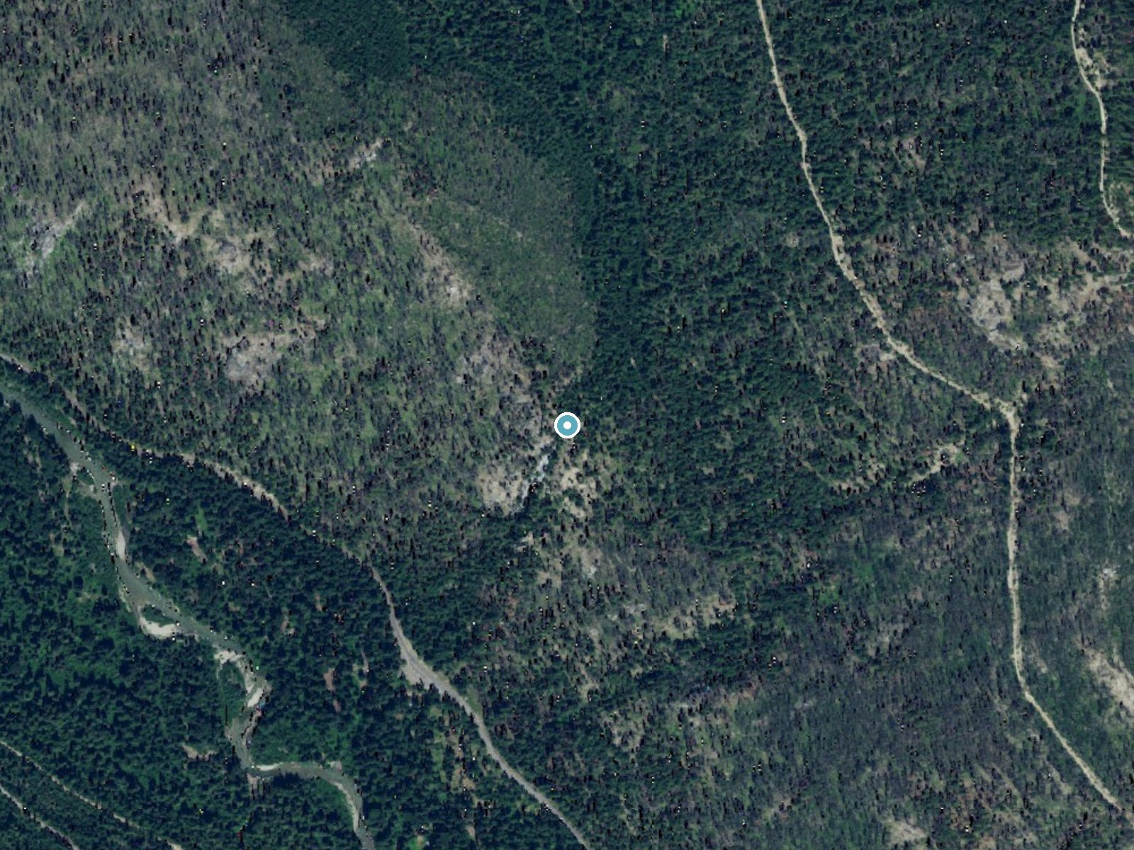Aerial photo of the same ground around Silver Falls near Manson, Washington, for comparison with the lidar view