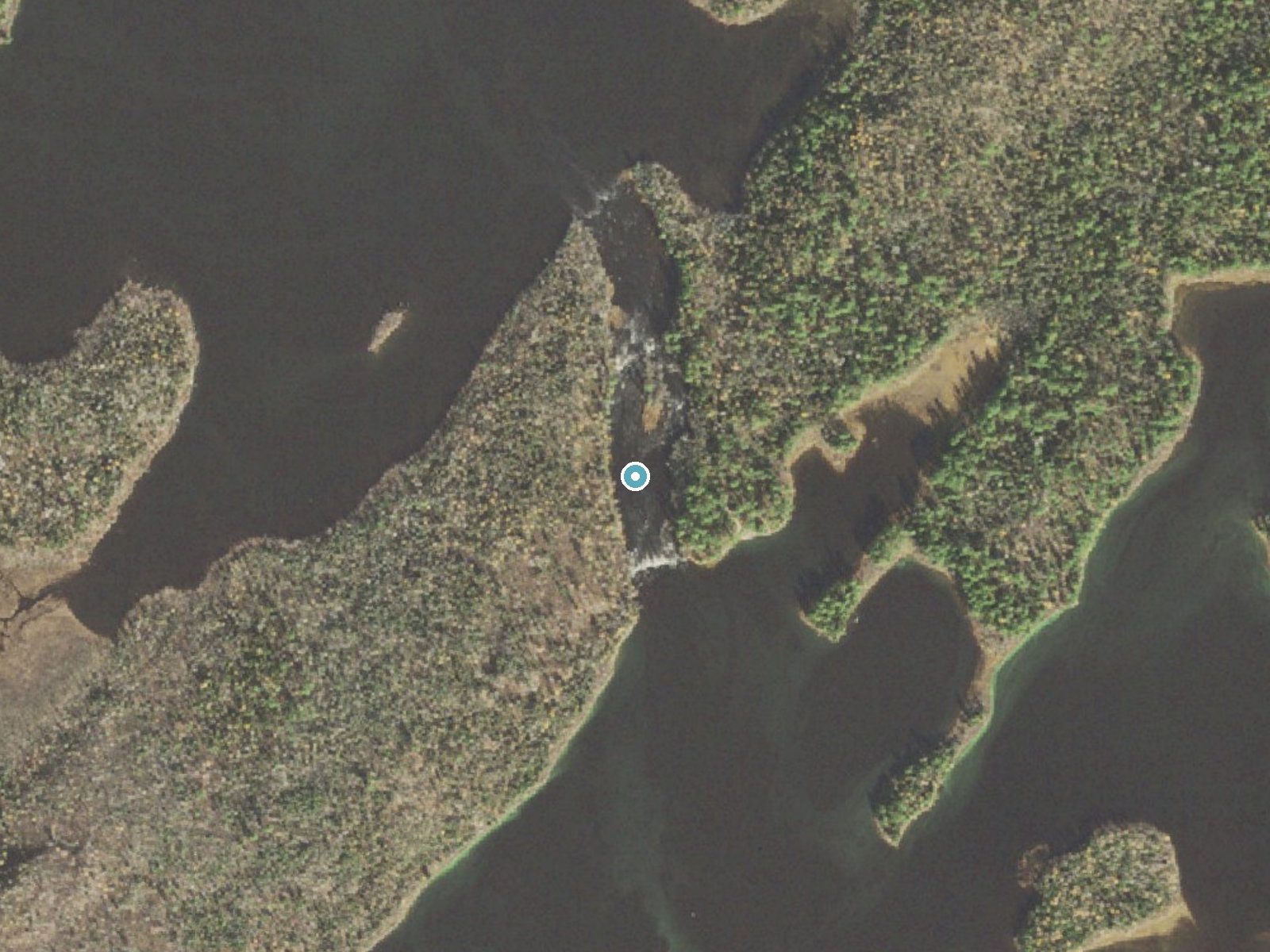 Aerial photo of the same ground around Newton Falls near Winton, Minnesota, for comparison with the lidar view