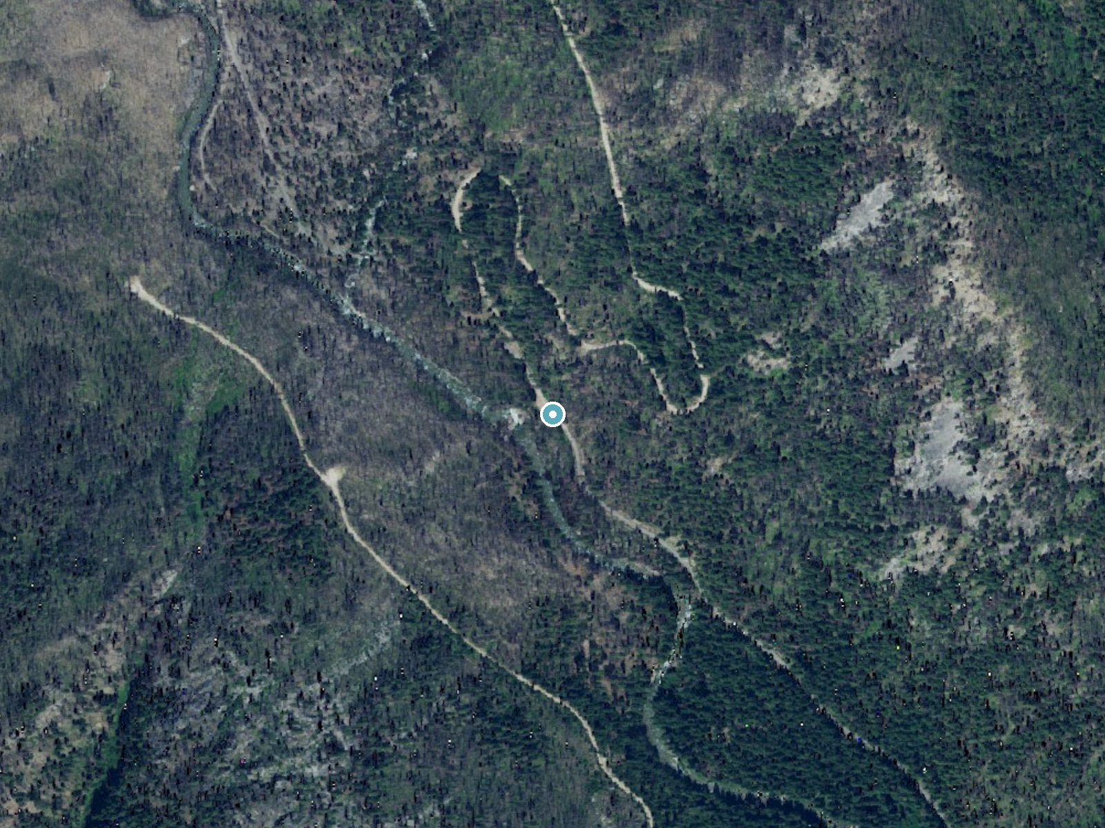 Aerial photo of the same ground around Entiat Falls near Manson, Washington, for comparison with the lidar view
