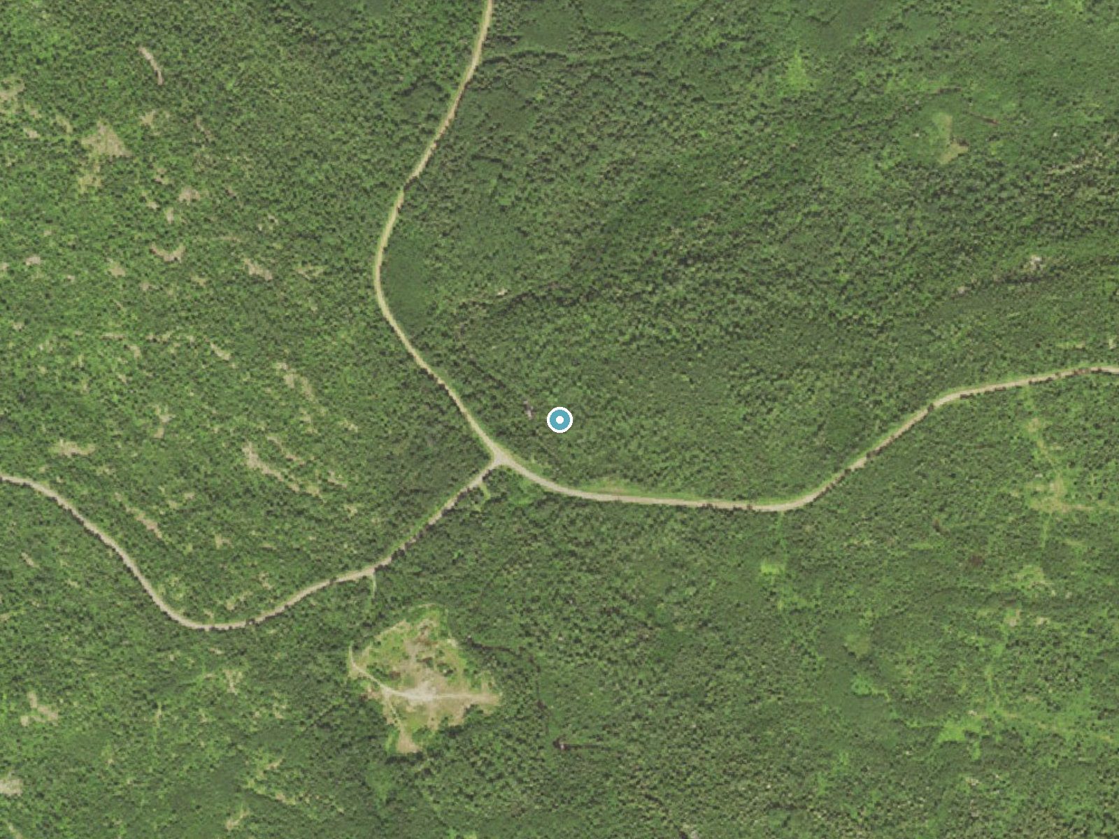 Aerial photo of the same ground around Portage Falls near Grand Marais, Minnesota, for comparison with the lidar view