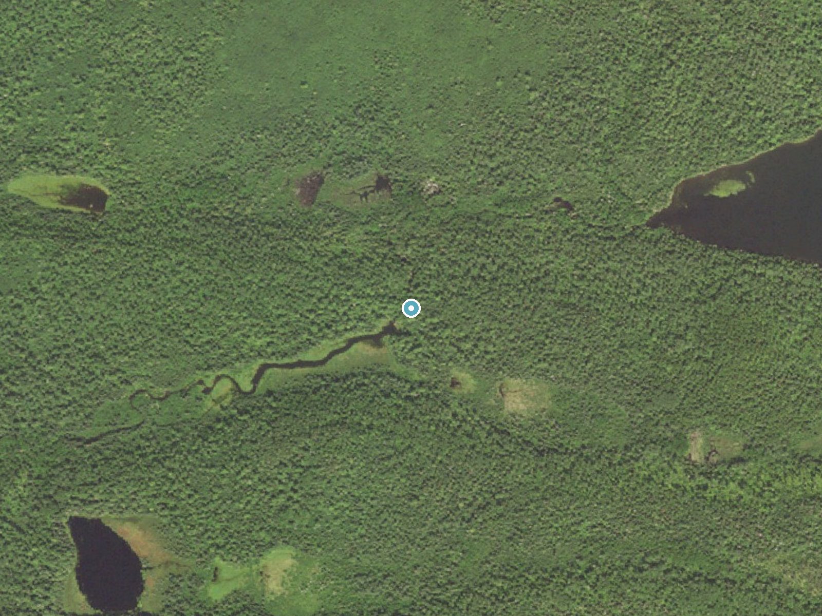 Aerial photo of the same ground around Johnson Falls near Grand Marais, Minnesota, for comparison with the lidar view
