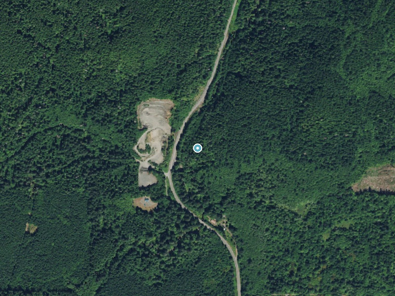 Aerial photo of the same ground around Beaver Falls near Clallam Bay, Washington, for comparison with the lidar view