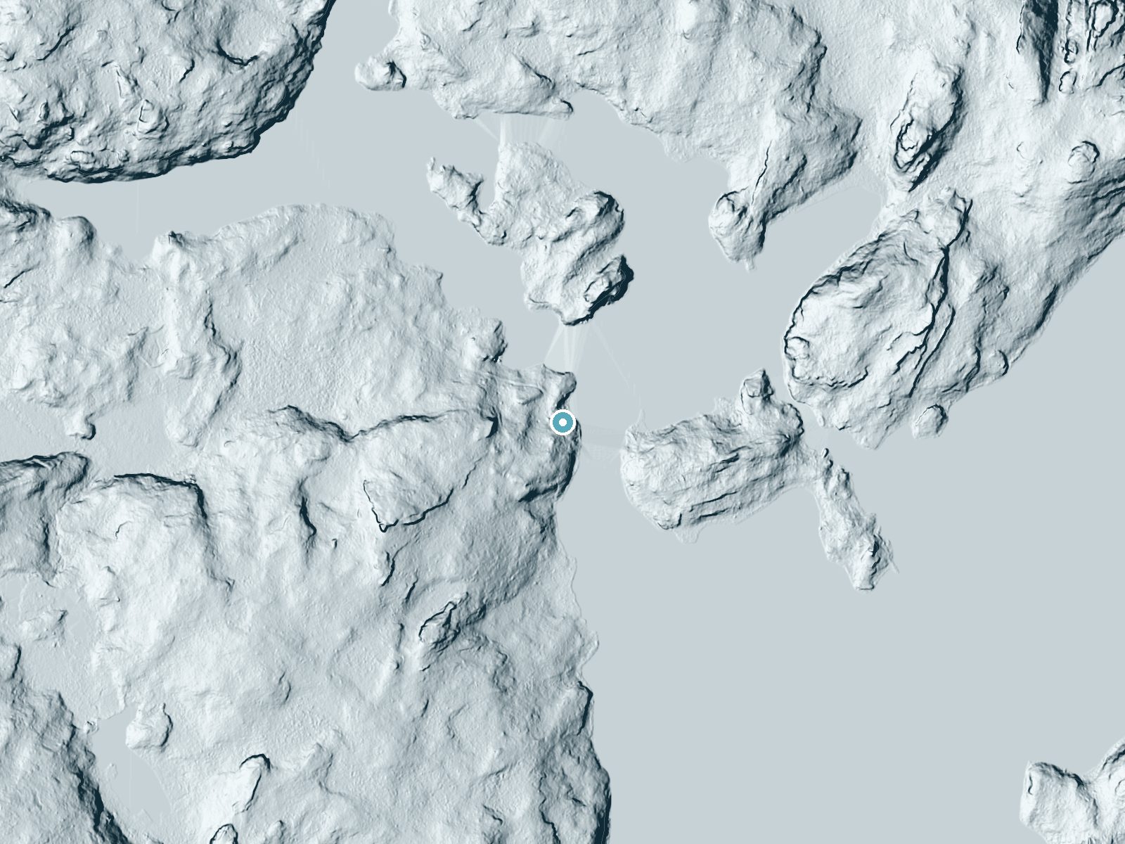 LiDAR bare-earth terrain around Basswood Falls near Winton, Minnesota, showing about 37 feet of drop, a long cascade, facing northeast