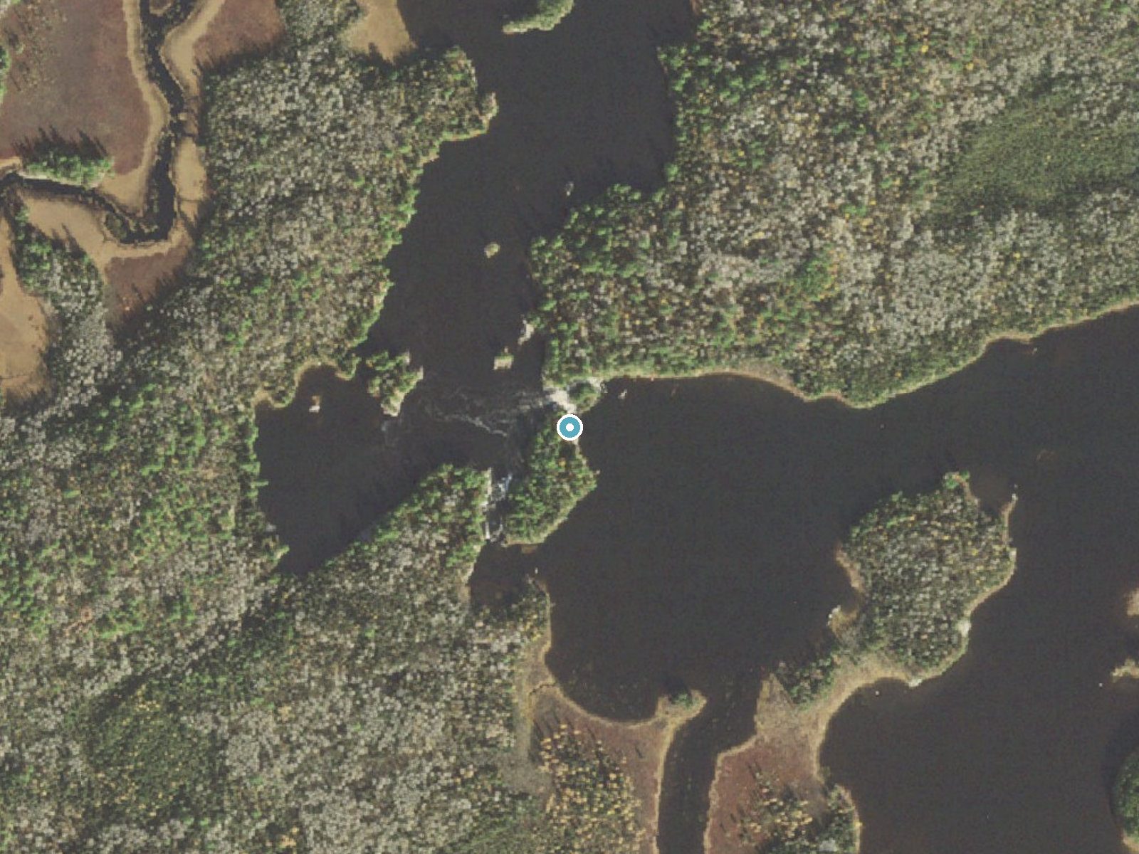 Aerial photo of the same ground around Last Falls near Winton, Minnesota, for comparison with the lidar view
